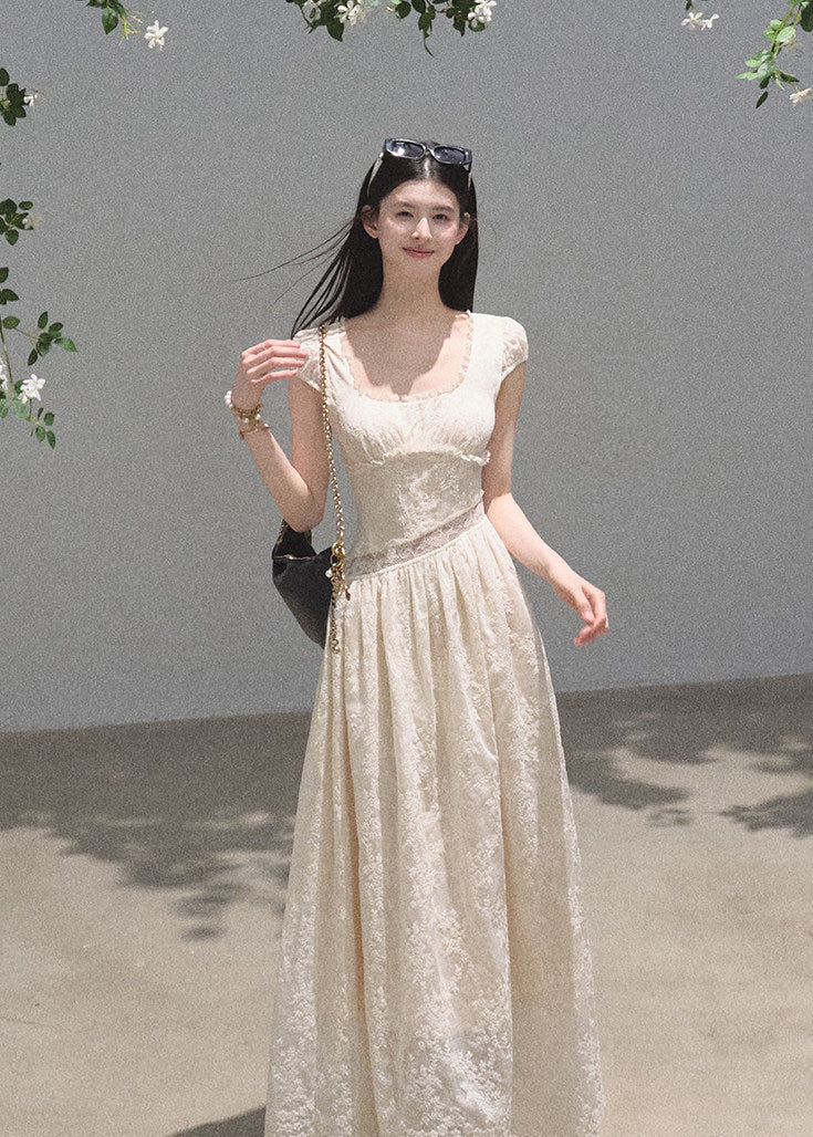 Days of Light Lace Waist Maxi Dress - iotean