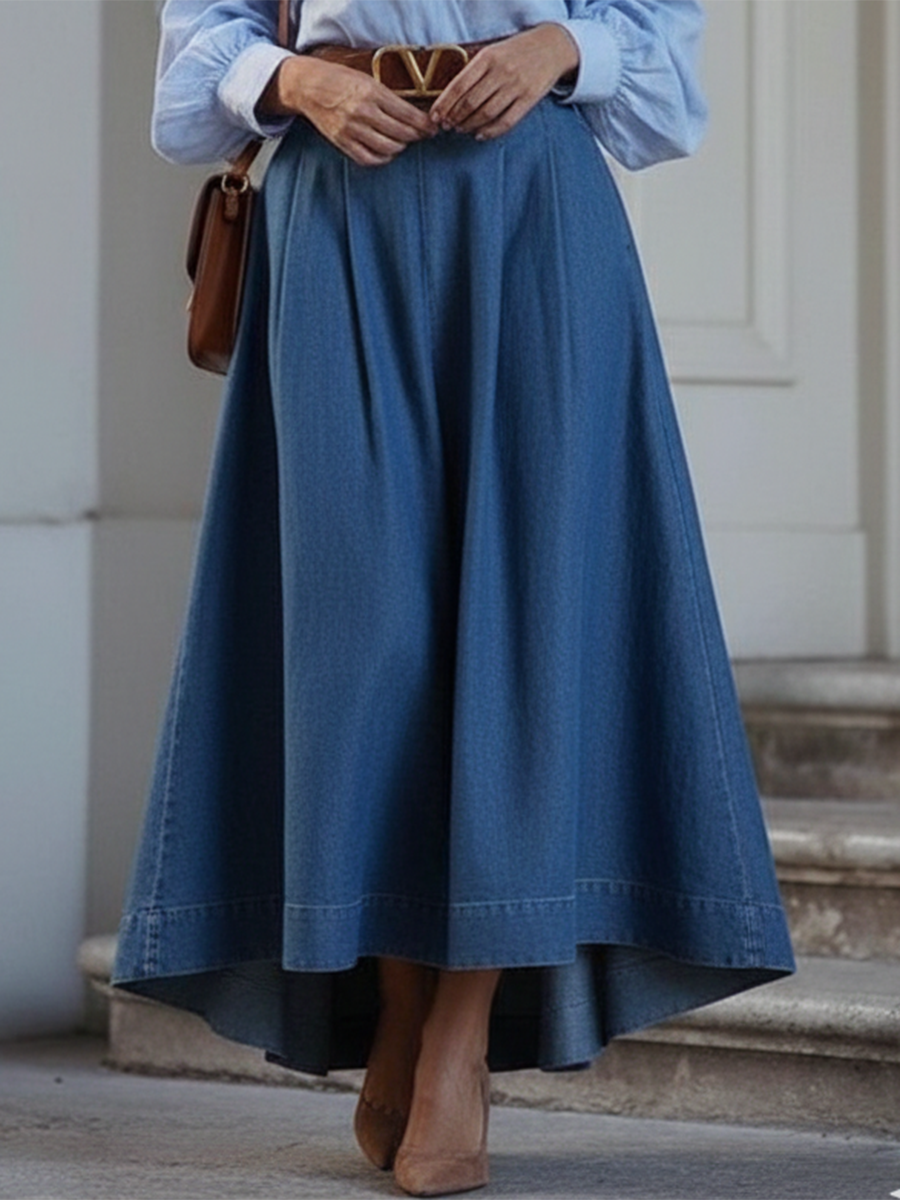Elegant Stylish Irregular Hem Denim Skirt - iotean