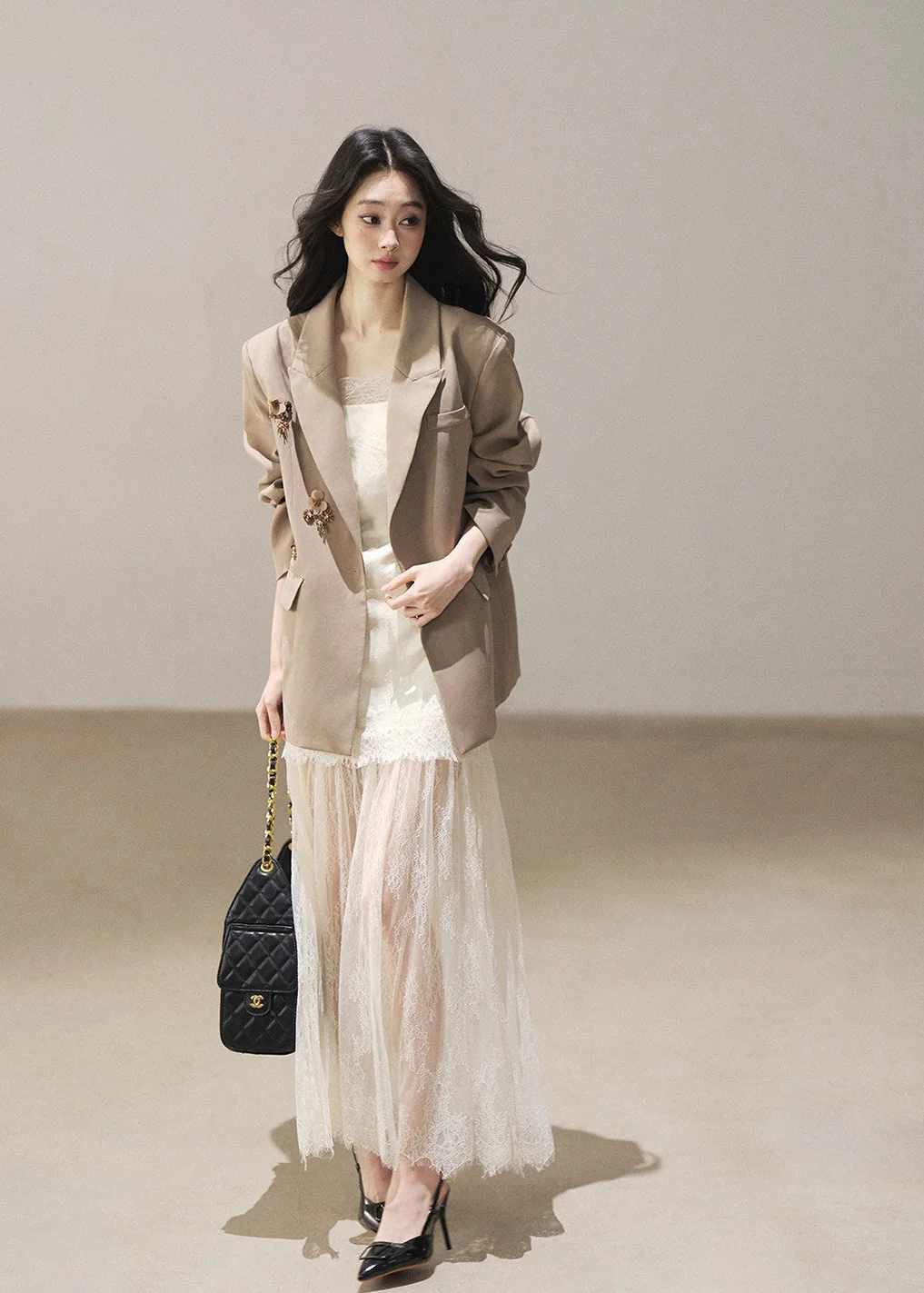 Wilderness Lace Slip Dress & Sheer Cover-Up Set - iotean