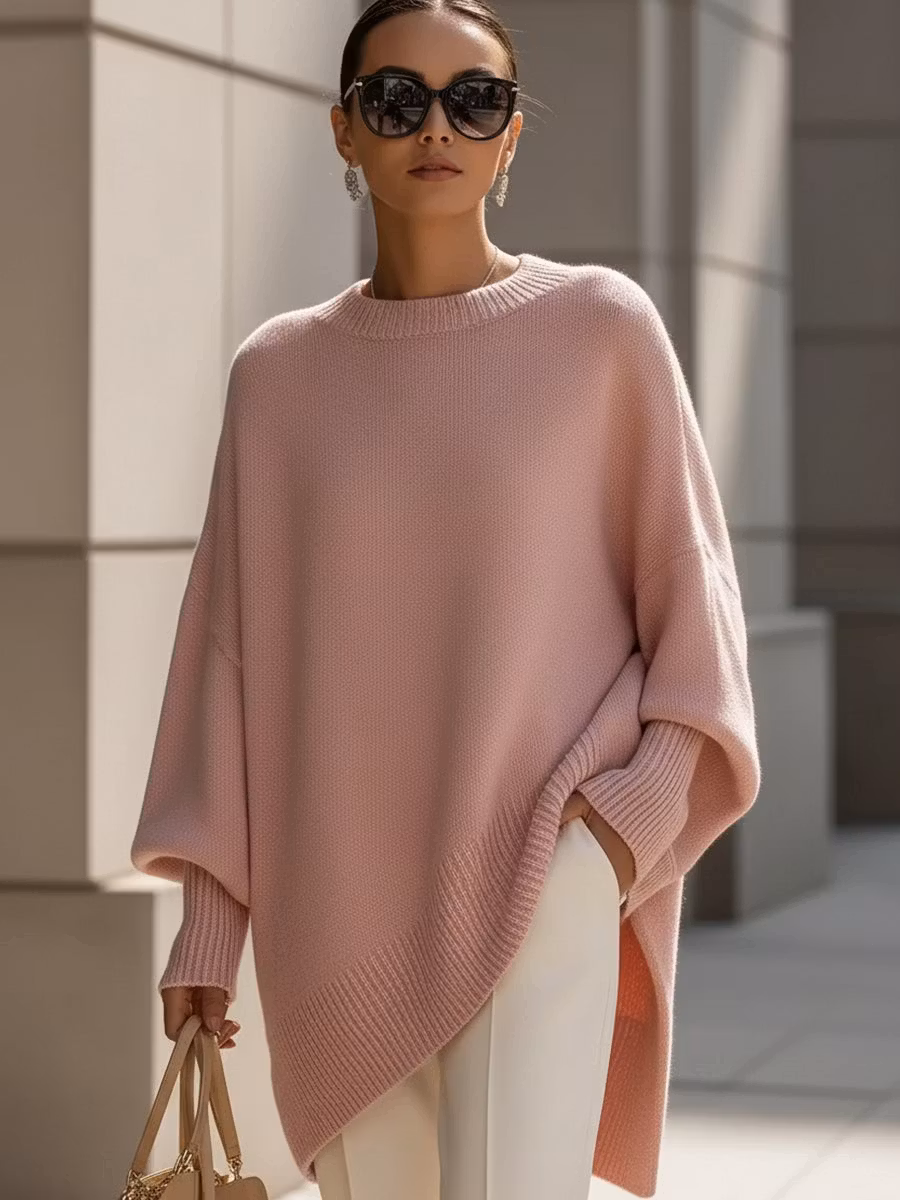 Oversized Knit Poncho Sweater - iotean