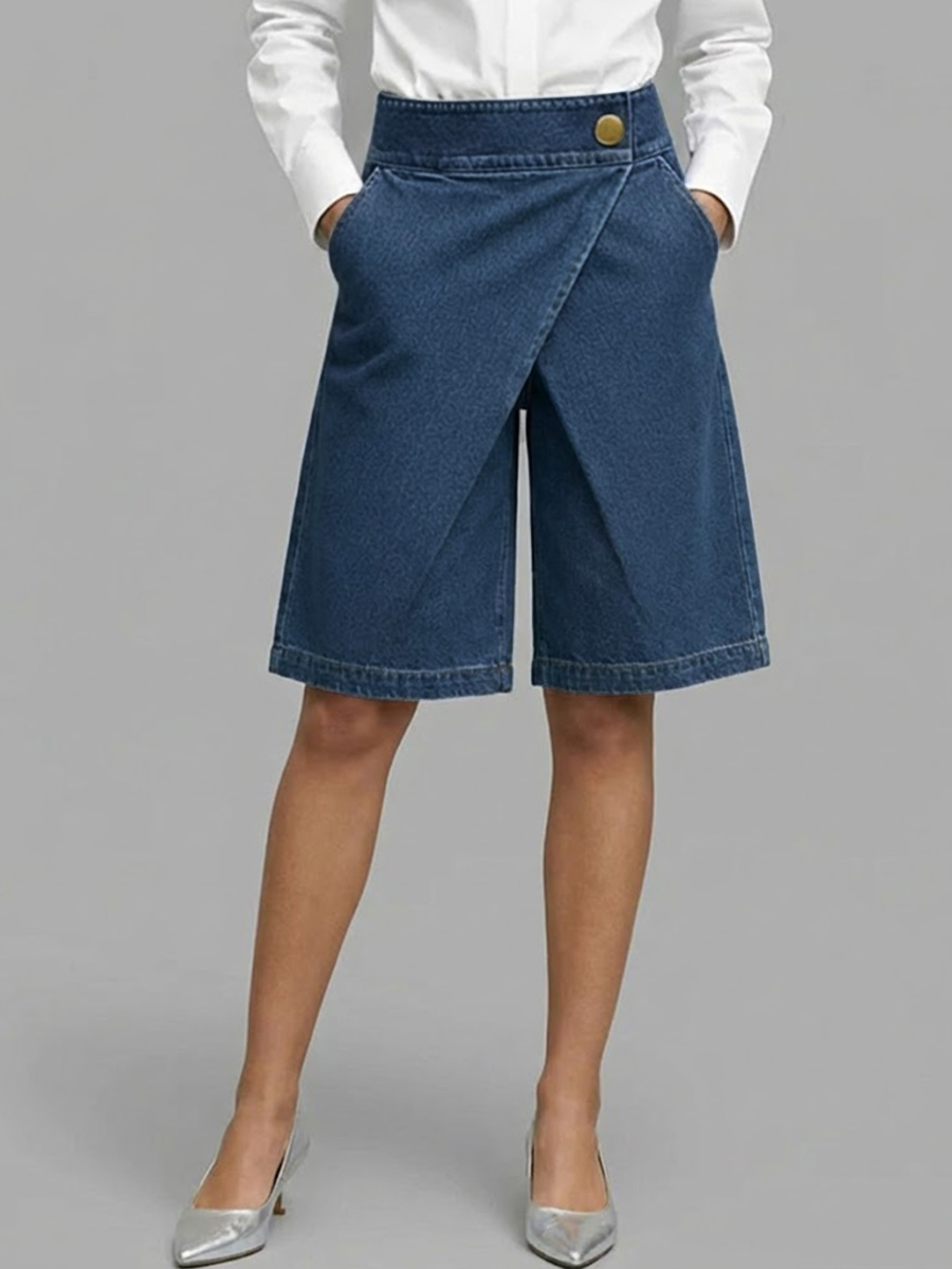Women's High-waisted Casual Loose Denim Shorts - iotean
