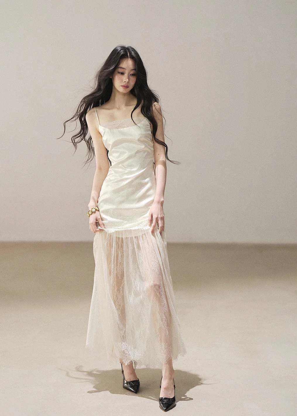 Wilderness Lace Slip Dress & Sheer Cover-Up Set - iotean