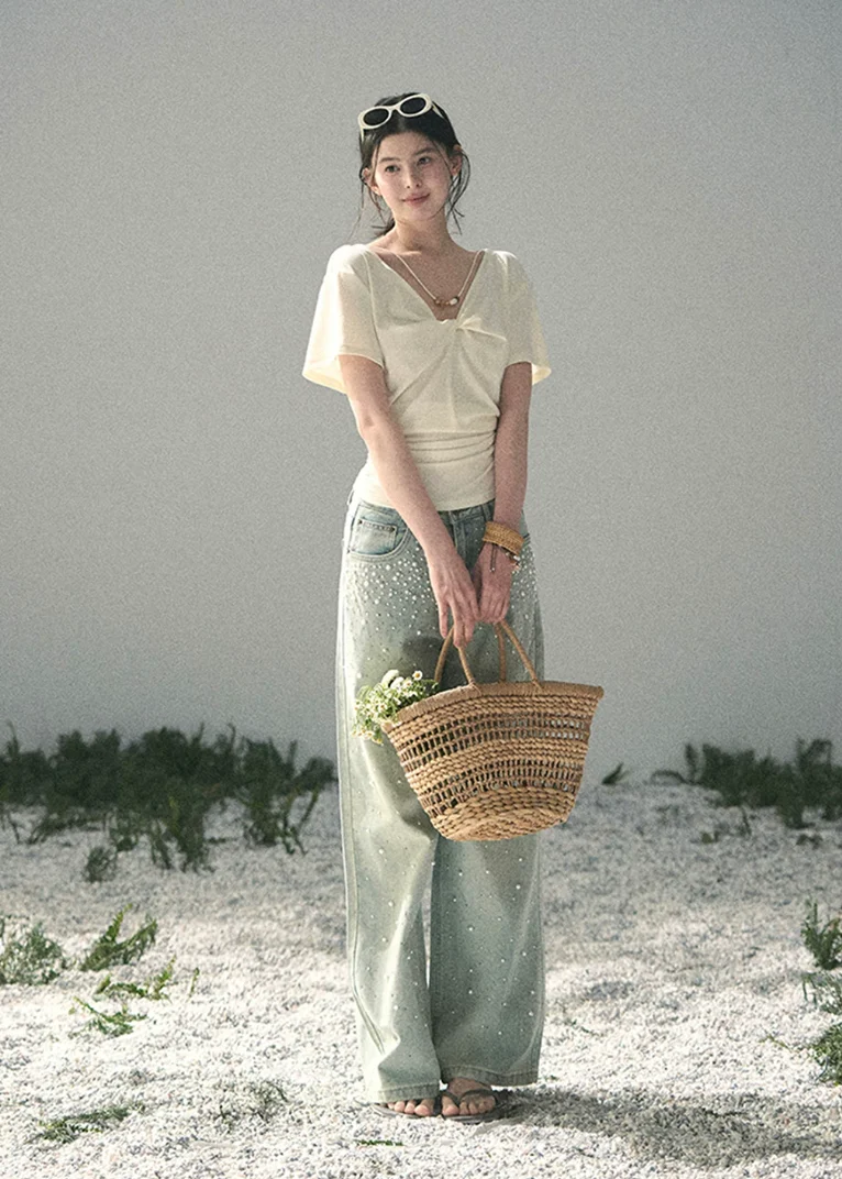 Breathing White Twist-Waist Top - iotean
