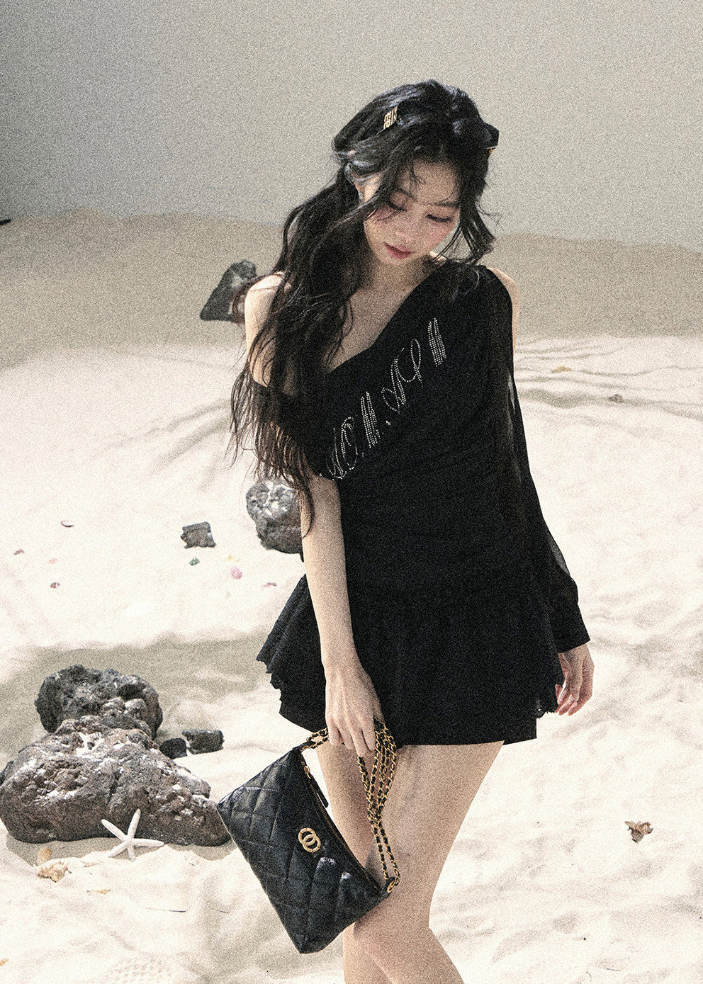 Fine Starlight Off-Shoulder Mesh Top - iotean