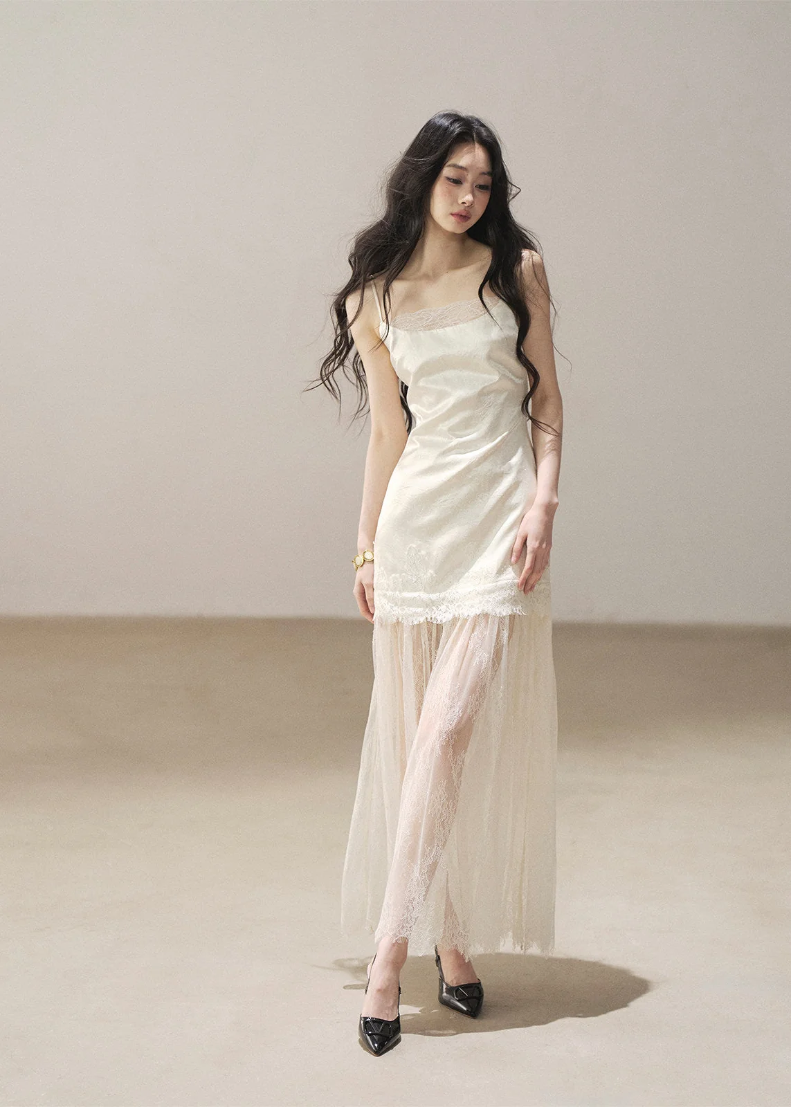 Wilderness Lace Slip Dress & Sheer Cover-Up Set - iotean