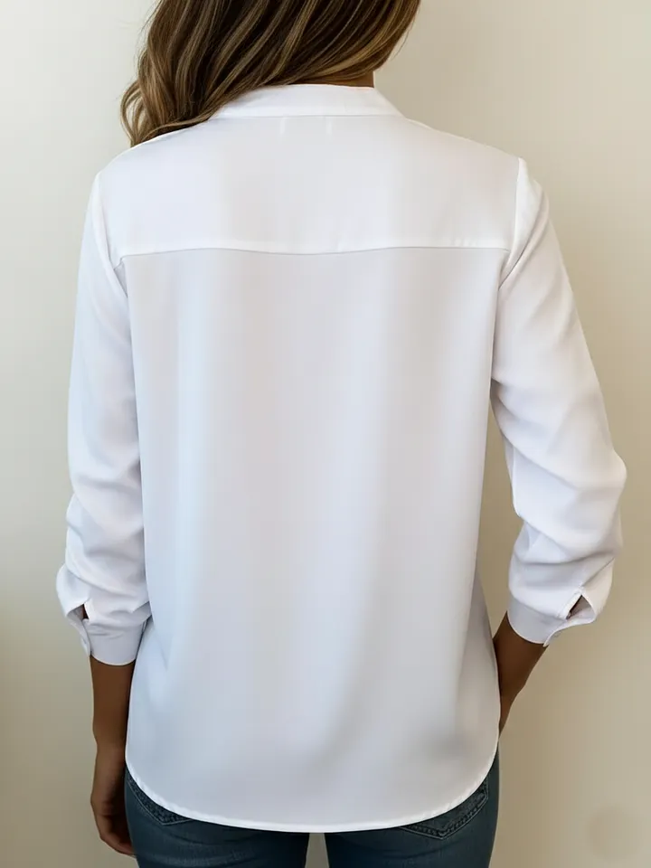 Minimalist V-neck Cotton Shirt Top - iotean