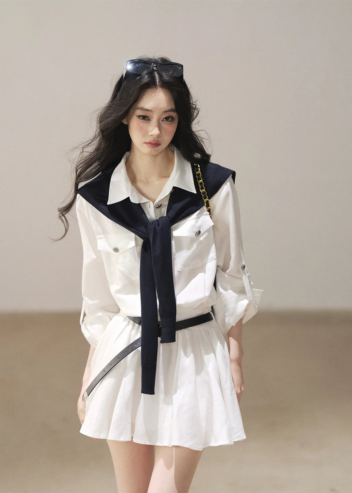 Moonlit Sea Shirt Dress & Shawl Set - iotean