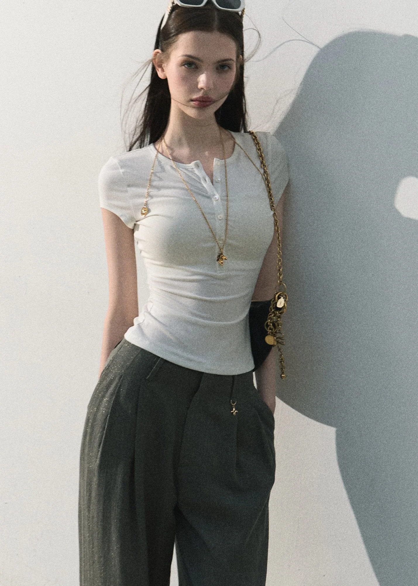 Simple Things Lyocell Button-Neck Tee - iotean