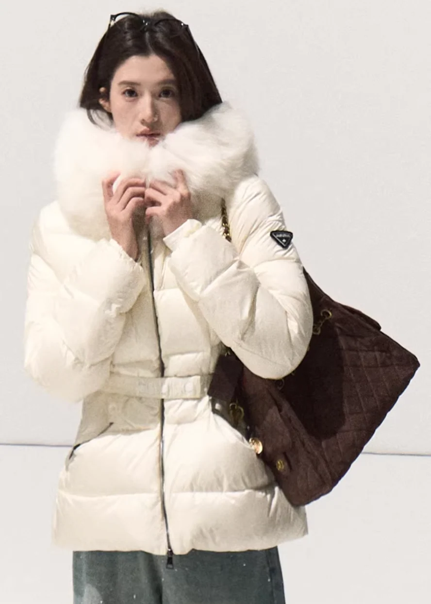 White Veil Hooded Down Coat - iotean