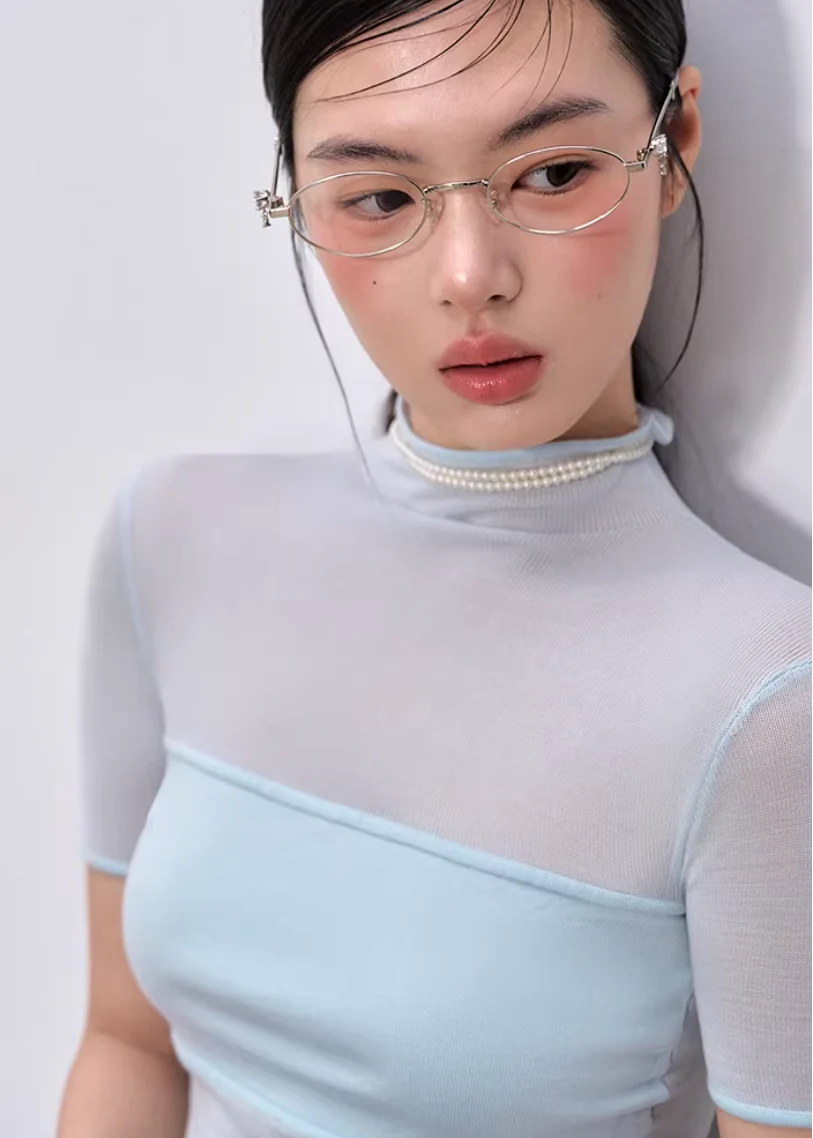 Soft Veil High-Neck Tee - iotean
