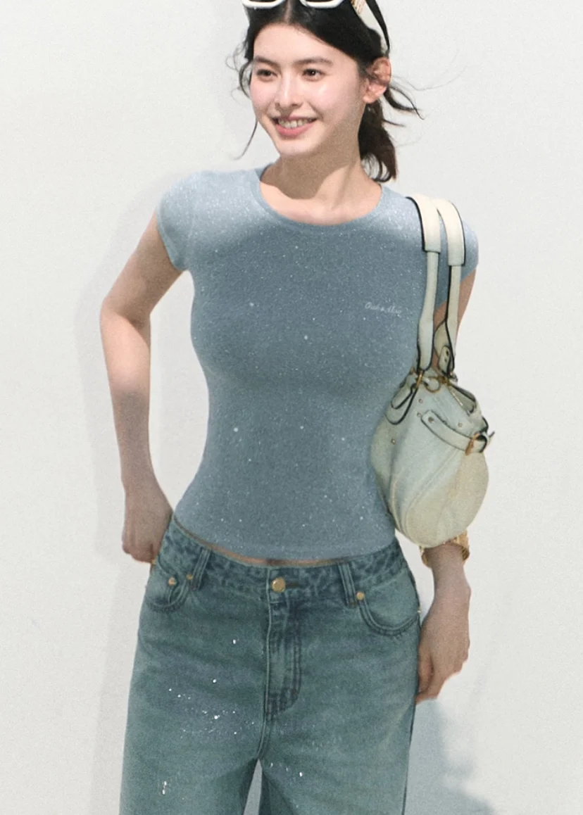 Lovers Eyes Sparkle Slim T-Shirt - iotean