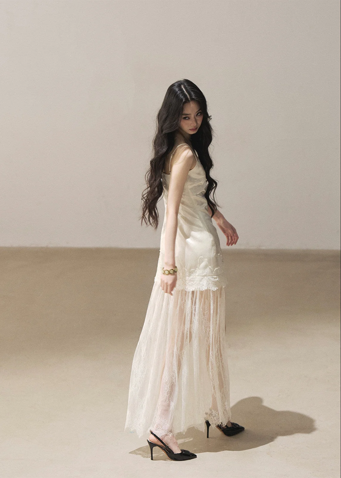 Wilderness Lace Slip Dress & Sheer Cover-Up Set - iotean