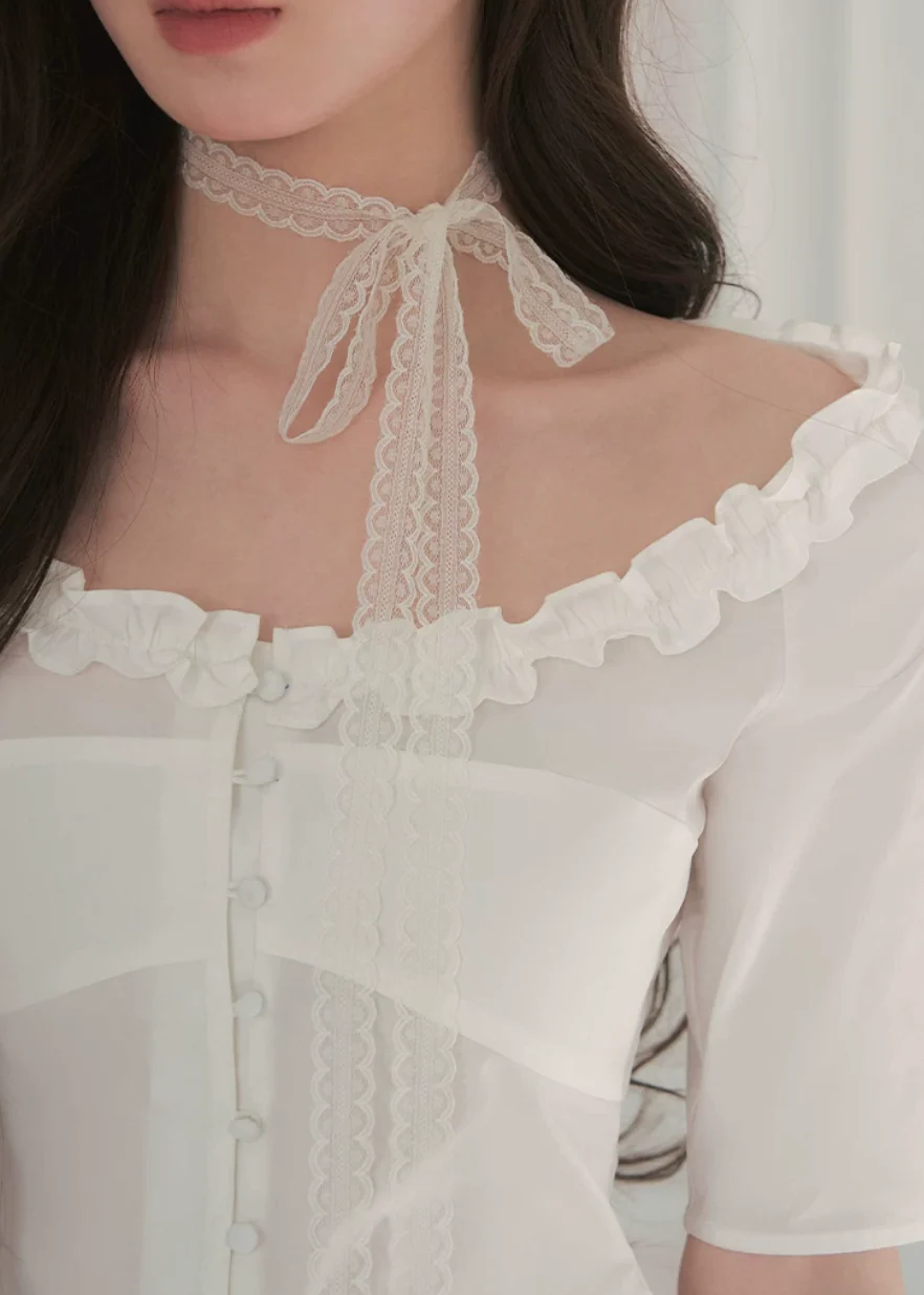 Courtly Prayer Ruffled Off-Shoulder Blouse - iotean