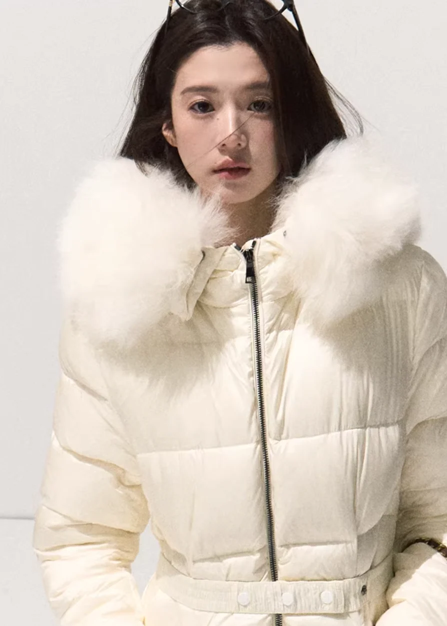 White Veil Hooded Down Coat - iotean
