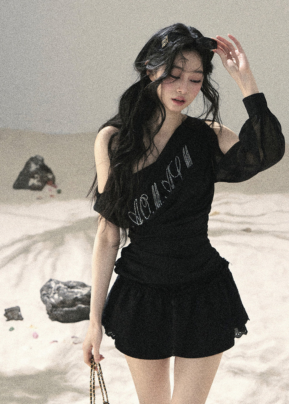 Fine Starlight Off-Shoulder Mesh Top - iotean