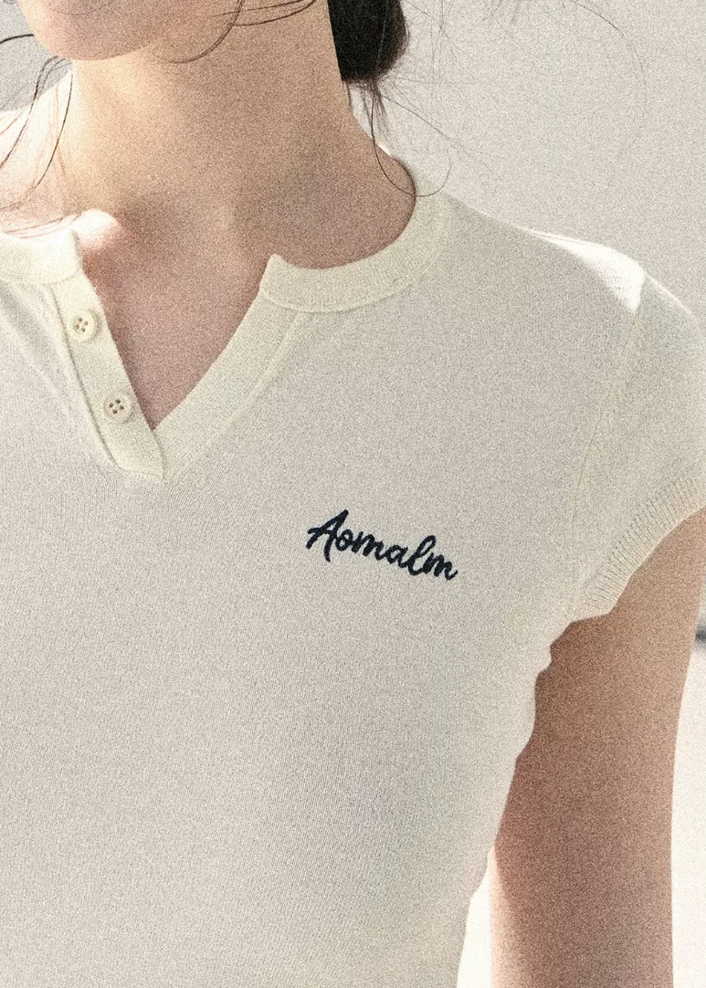 Langyu Letter Lace-Hem Baby Tee - iotean