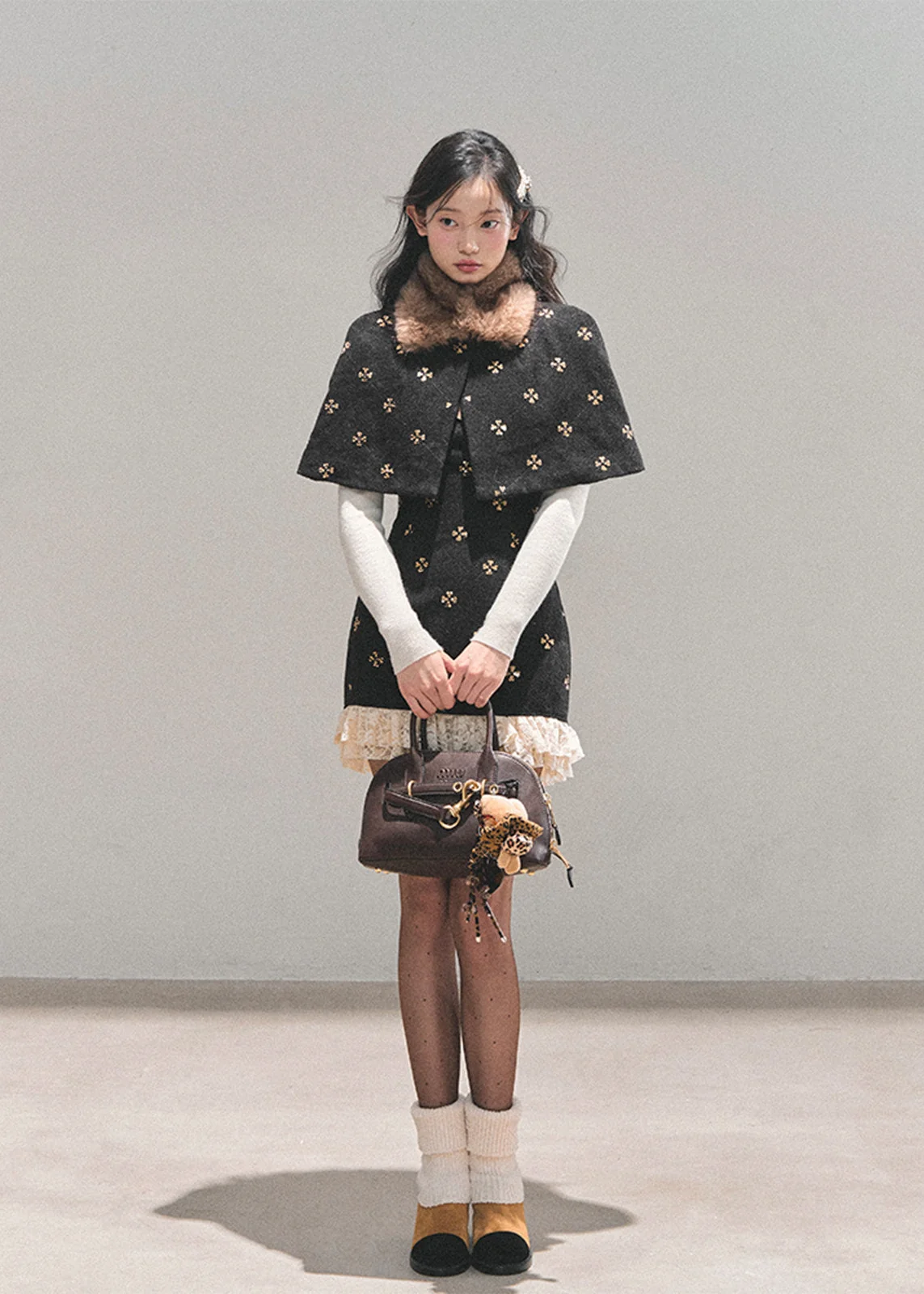 Snowy Night Waltz Lace Dress Set - iotean
