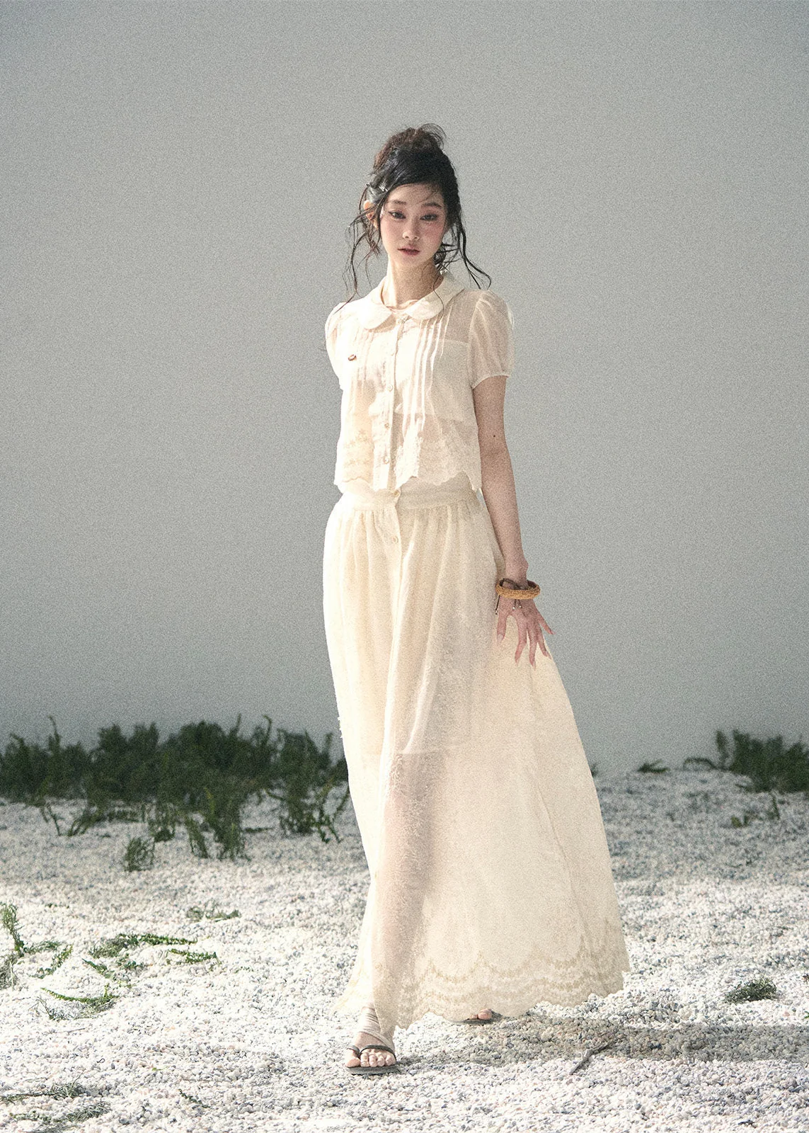 Apricot Blossom Lace Two-Piece Set - iotean