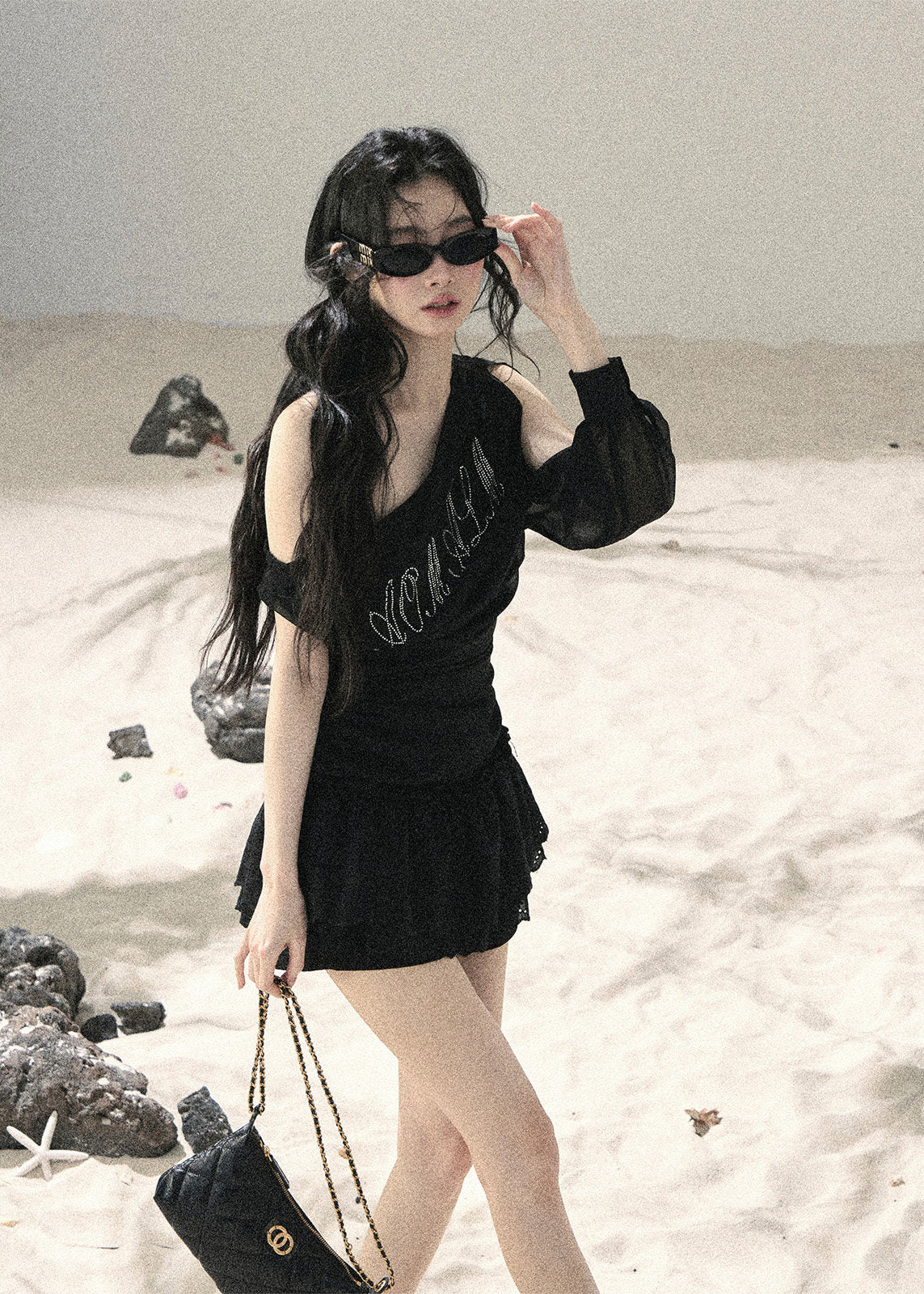 Fine Starlight Off-Shoulder Mesh Top - iotean