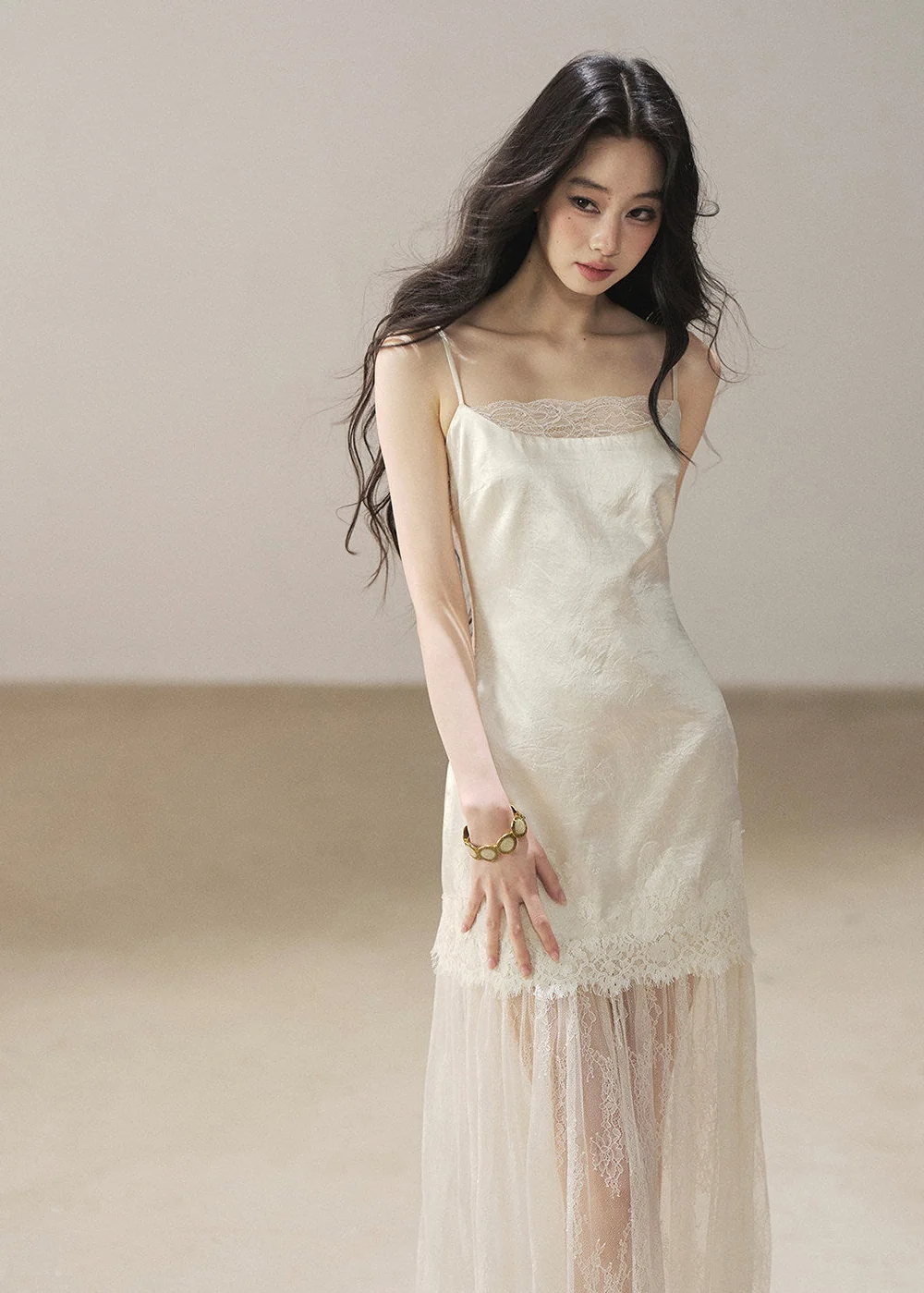 Wilderness Lace Slip Dress & Sheer Cover-Up Set - iotean