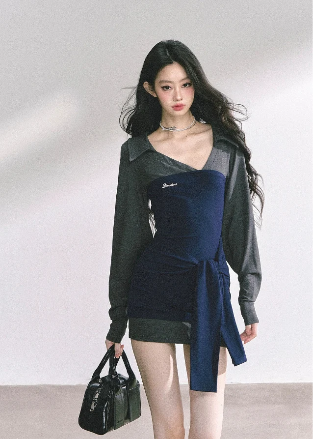 Élise Check Drapé Dress - iotean