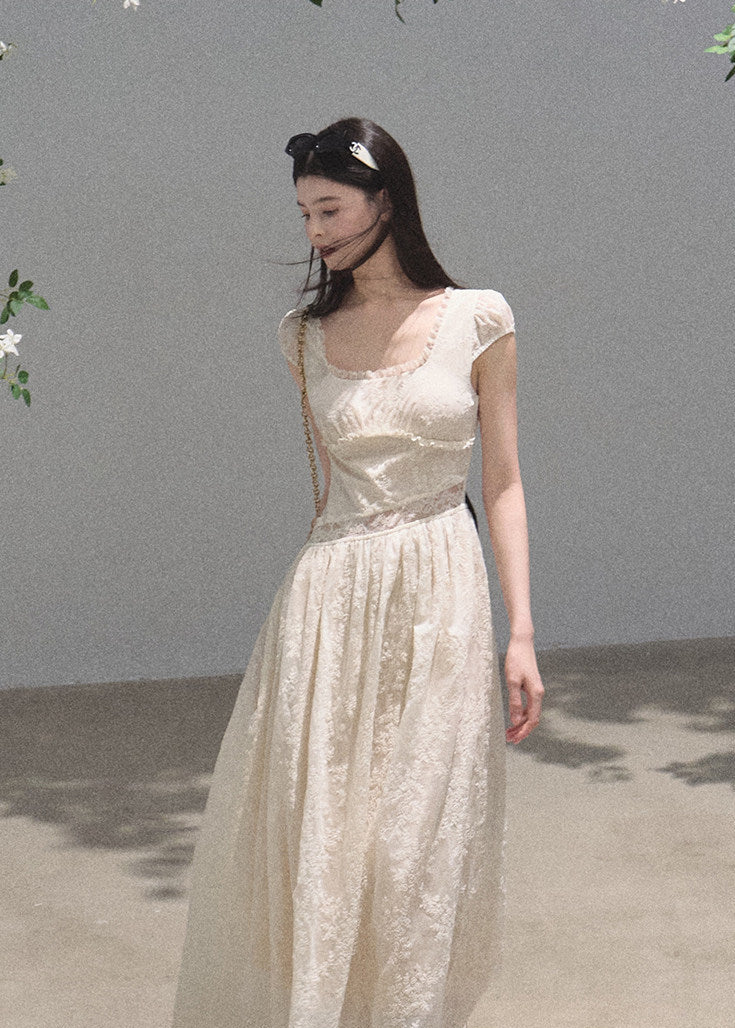 Days of Light Lace Waist Maxi Dress - iotean