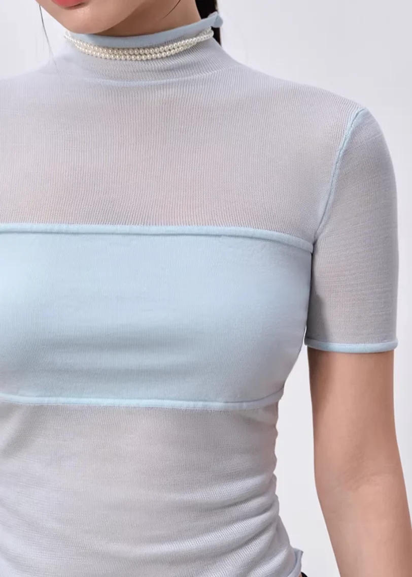 Soft Veil High-Neck Tee - iotean