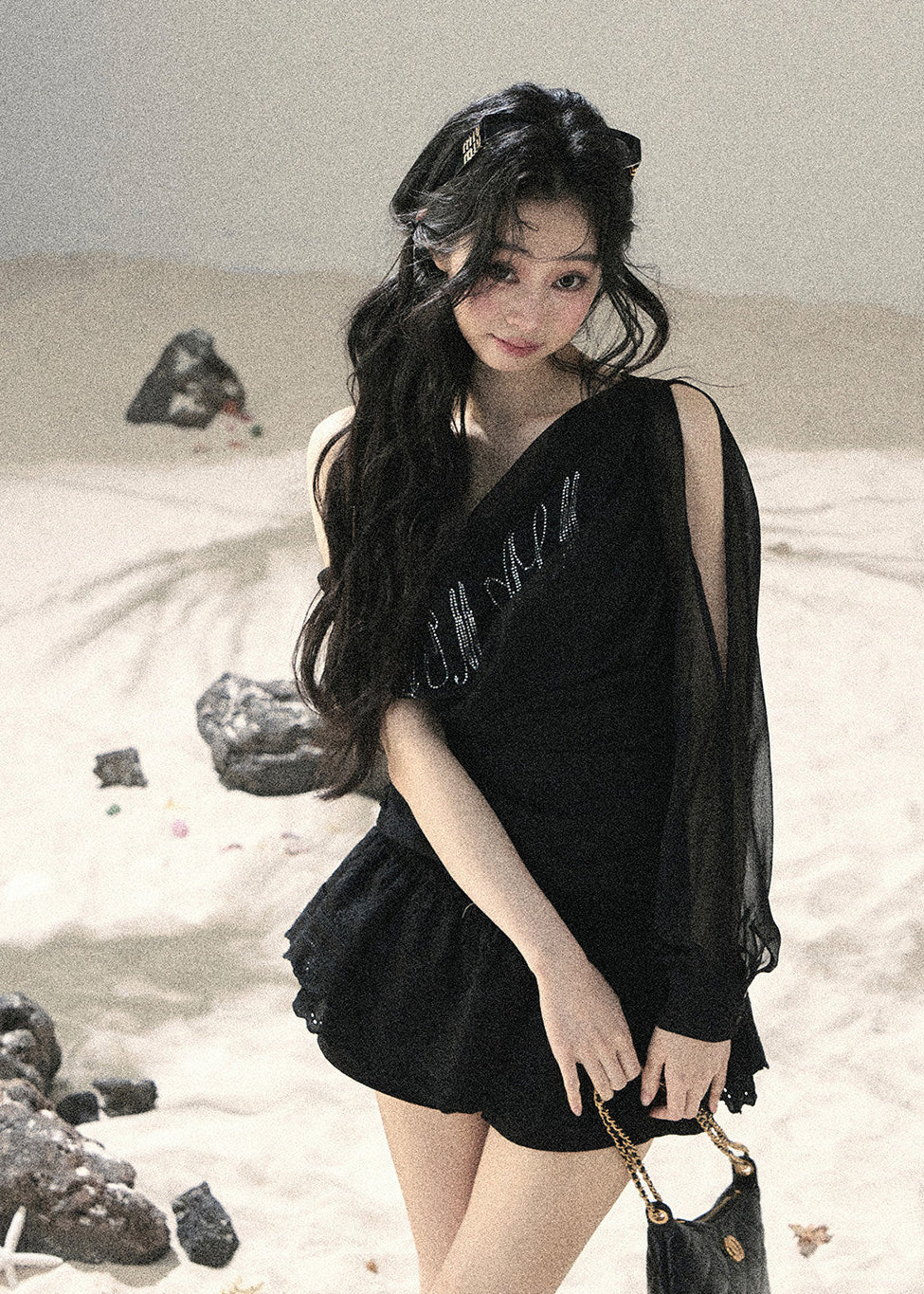 Fine Starlight Off-Shoulder Mesh Top - iotean