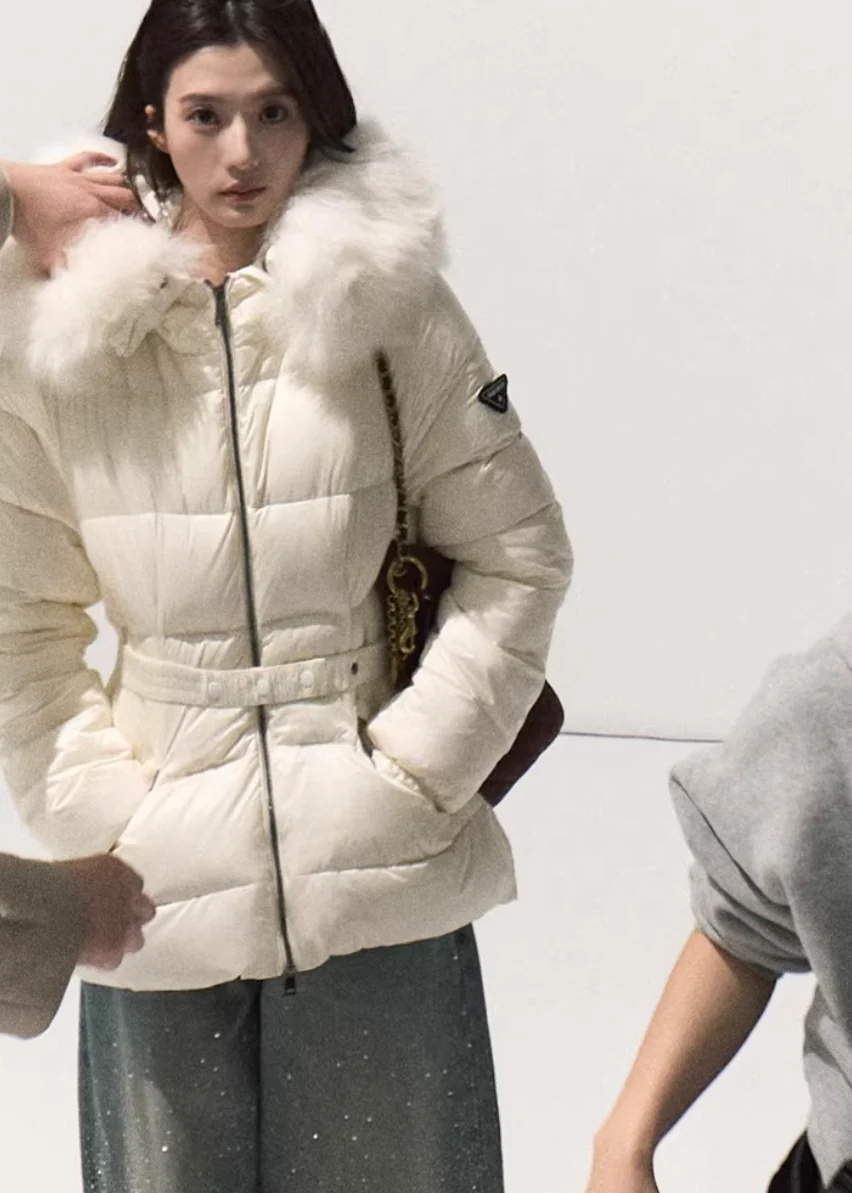 White Veil Hooded Down Coat - iotean