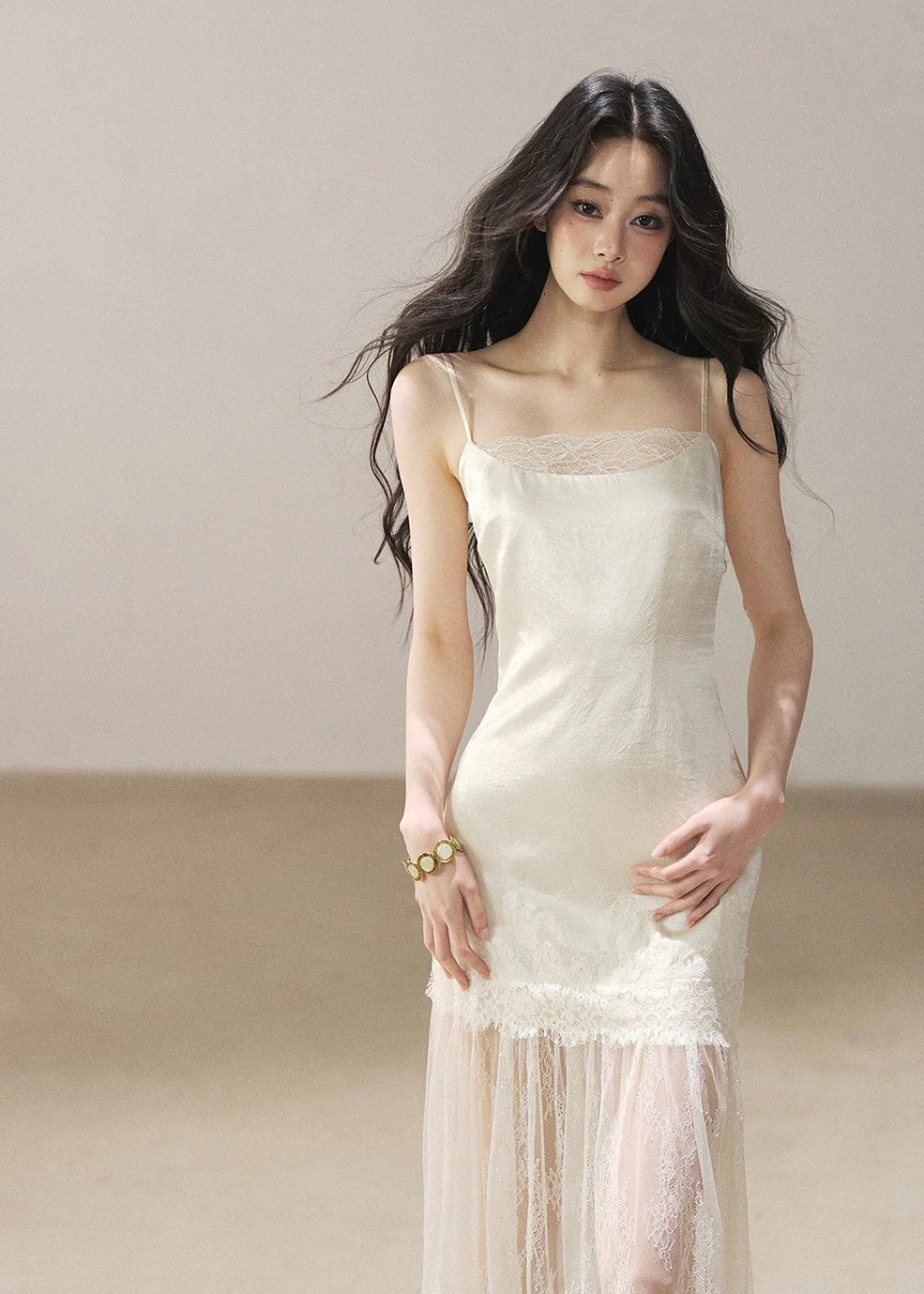 Wilderness Lace Slip Dress & Sheer Cover-Up Set - iotean