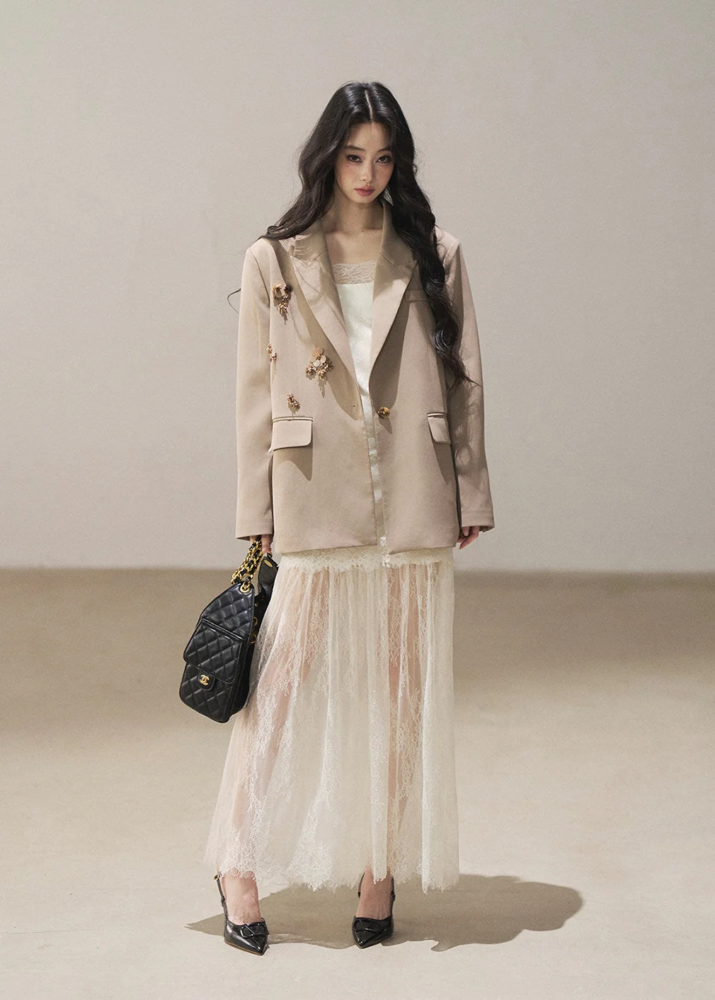 Wilderness Lace Slip Dress & Sheer Cover-Up Set - iotean