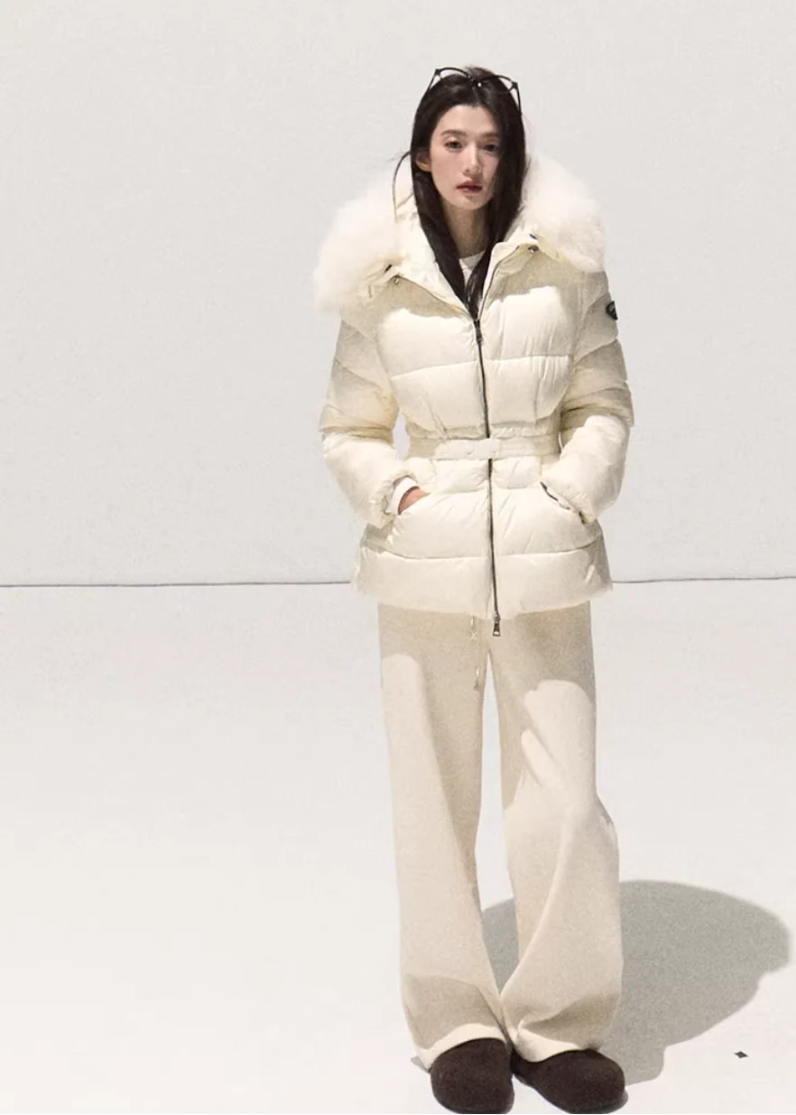 White Veil Hooded Down Coat - iotean