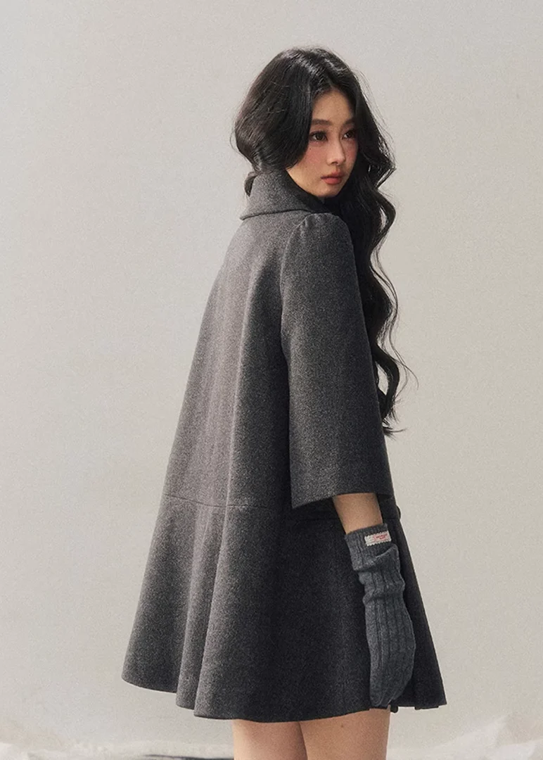 Luxembourg Gold Button Wool Coat - iotean