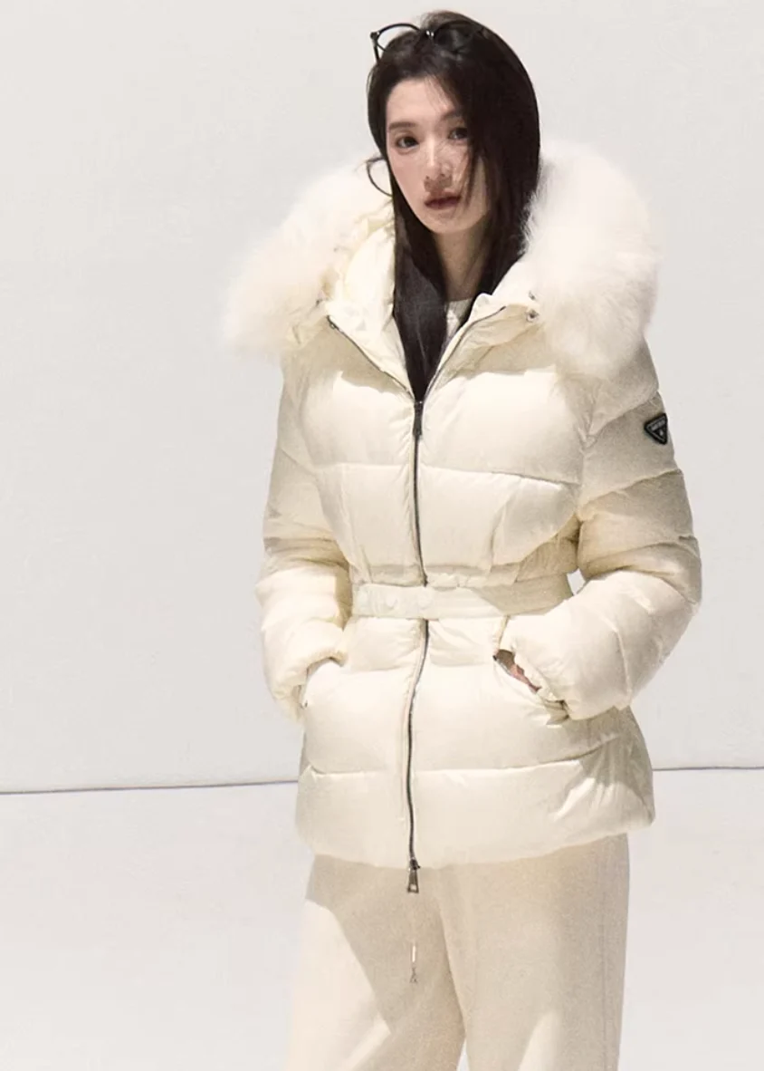 White Veil Hooded Down Coat - iotean