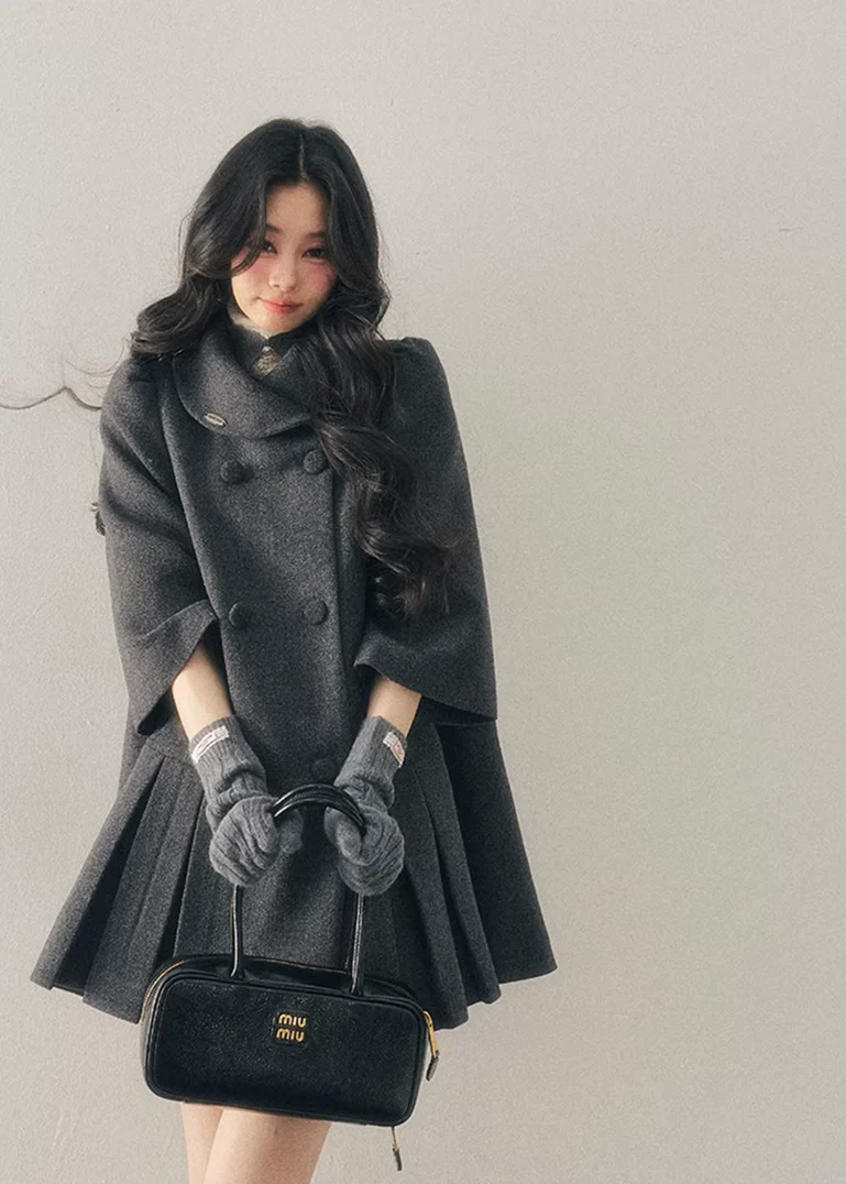 Luxembourg Gold Button Wool Coat - iotean