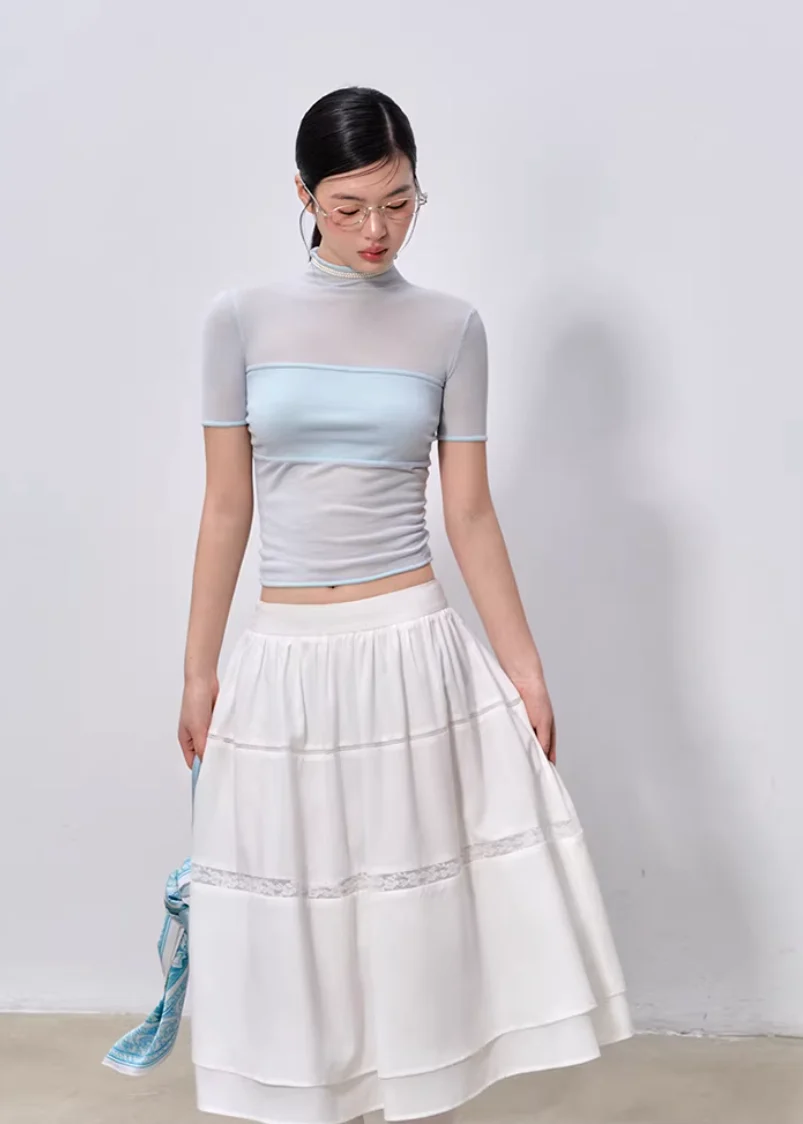 Soft Veil High-Neck Tee - iotean