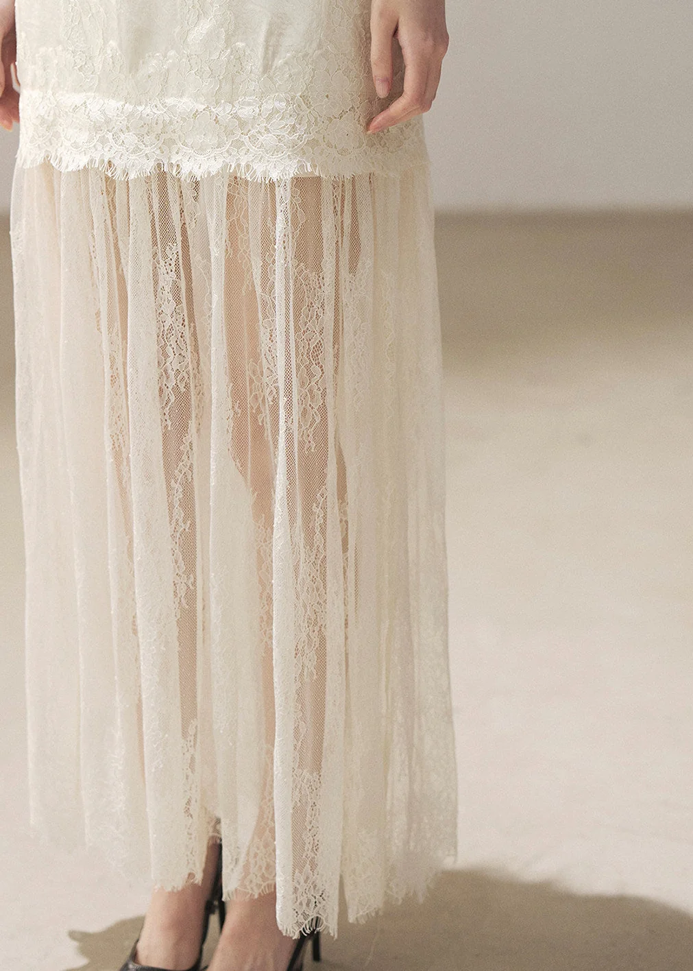 Wilderness Lace Slip Dress & Sheer Cover-Up Set - iotean