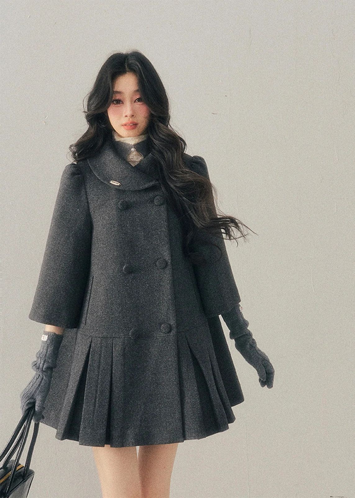 Luxembourg Gold Button Wool Coat - iotean