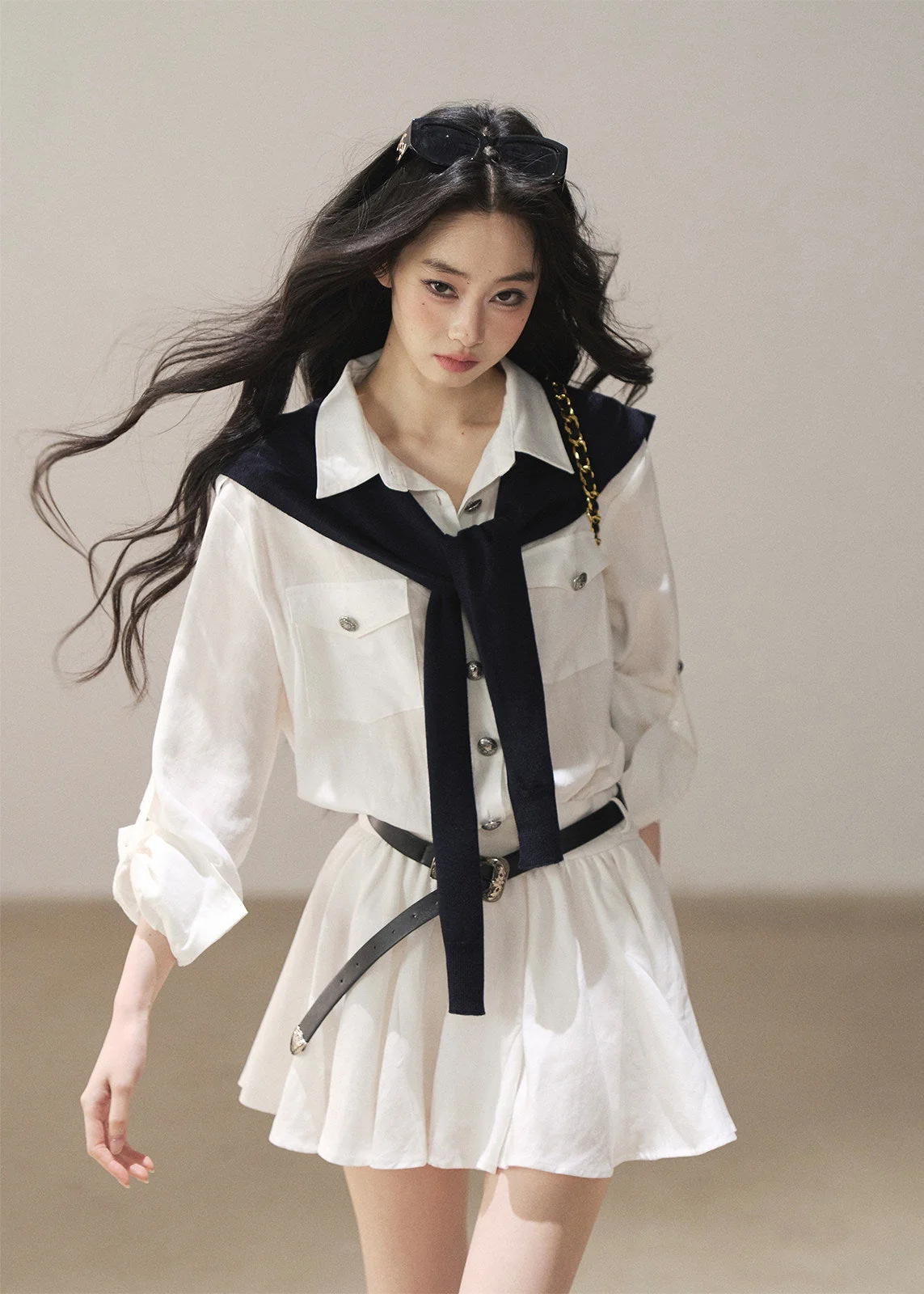 Moonlit Sea Shirt Dress & Shawl Set - iotean