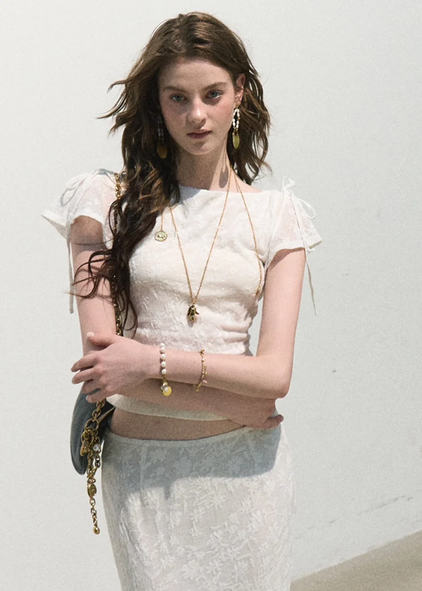 Breath of Spring Jacquard Slim Top - iotean