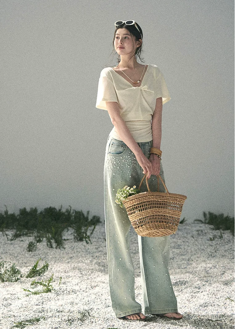 Breathing White Twist-Waist Top - iotean