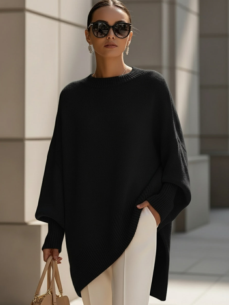 Oversized Knit Poncho Sweater - iotean