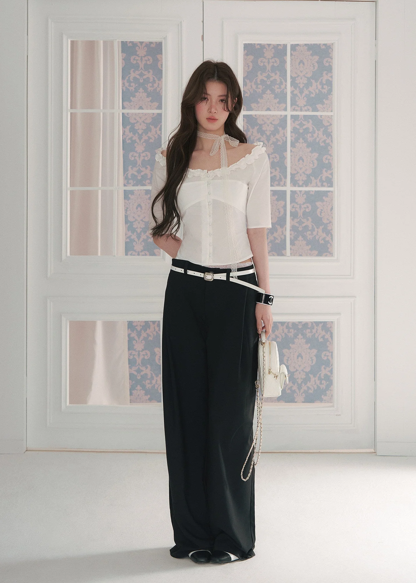 Courtly Prayer Ruffled Off-Shoulder Blouse - iotean