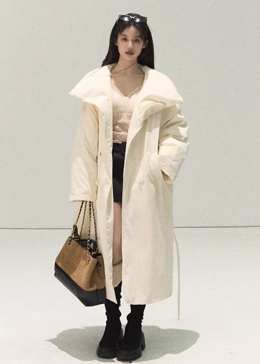 Snowy Night Quilted Down Coat - iotean