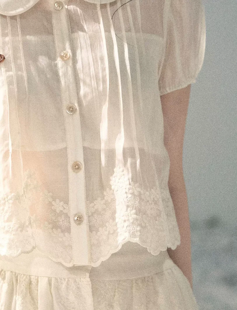 Apricot Blossom Lace Two-Piece Set - iotean
