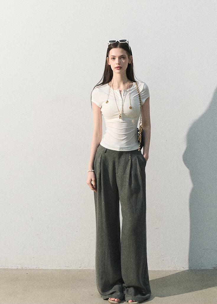 Simple Things Lyocell Button-Neck Tee - iotean