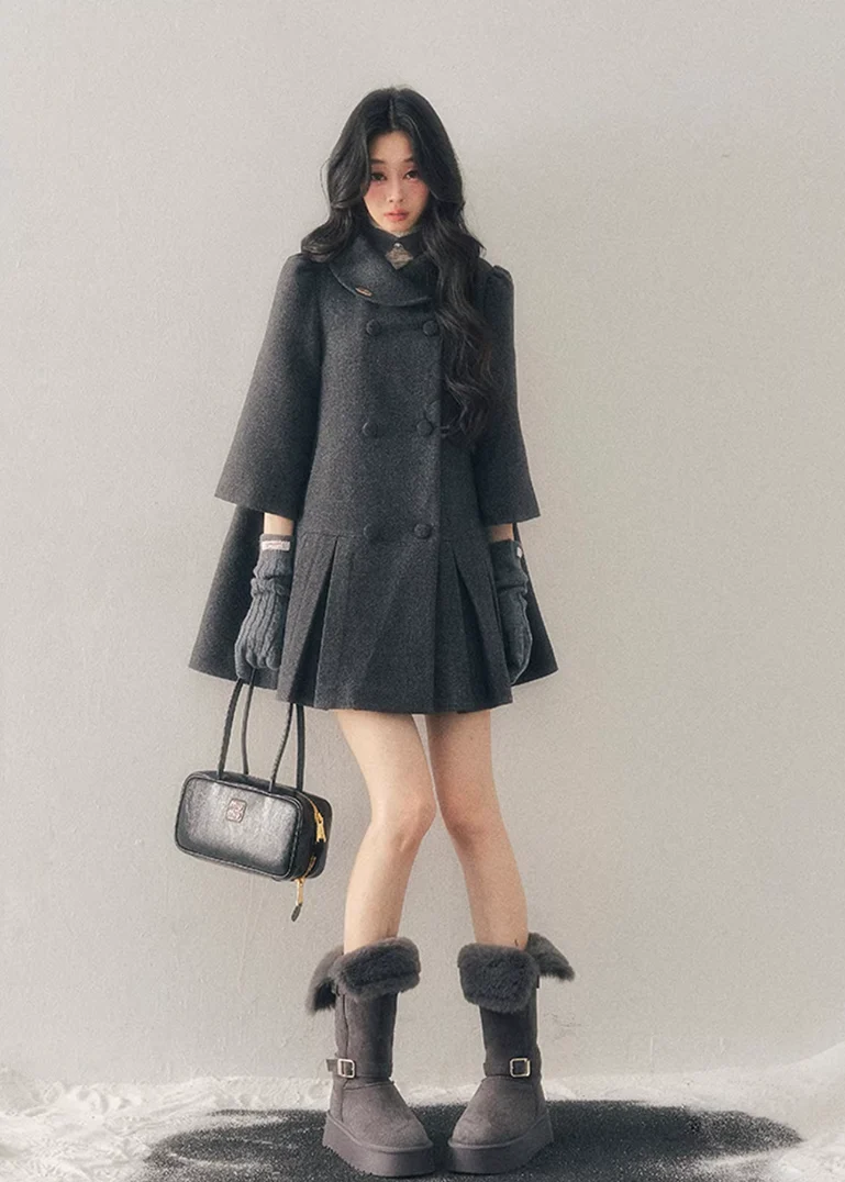 Luxembourg Gold Button Wool Coat - iotean