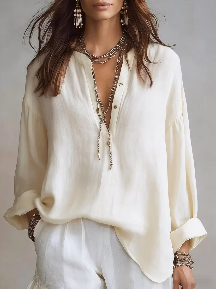 Women's Minimalist Style Cotton And Linen Shirt - iotean