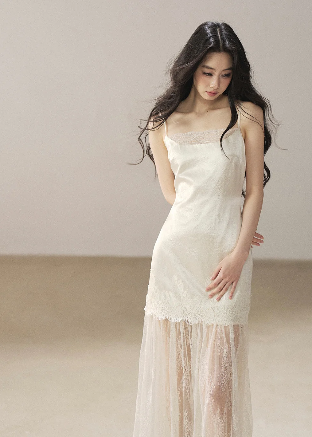 Wilderness Lace Slip Dress & Sheer Cover-Up Set - iotean