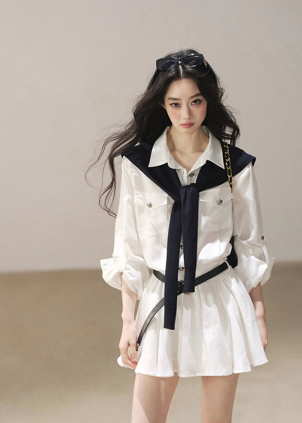 Moonlit Sea Shirt Dress & Shawl Set - iotean